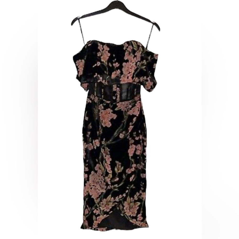 LAVISH ALICE***Elegant Velvet Floral Off-Shoulder Dress***US 4 $385 NWT